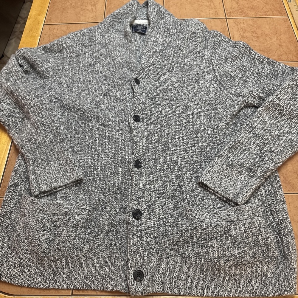 Abercrombie & Fitch Cardigan Men's Sz XXL Gray Shawl Collar Button Up Grandpa